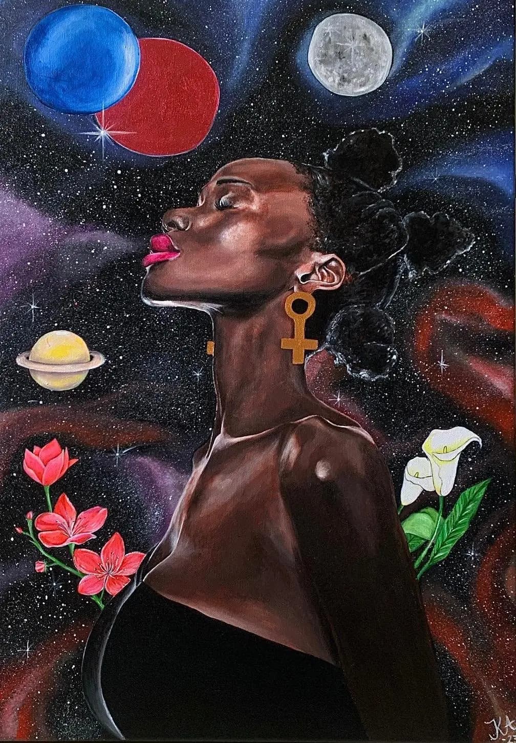 a Proud Mother of Earth A tribute to all beautiful black women. The model for this painting is Mimi Fall. An extremely gorgeous, driven and kind woman that I stumbled upon through social media. I immediately fell in love with the attitude she exuded in her pictures: proud, down to earth and humbl acrylic painting in the Woman collection by Kristina Andersson
